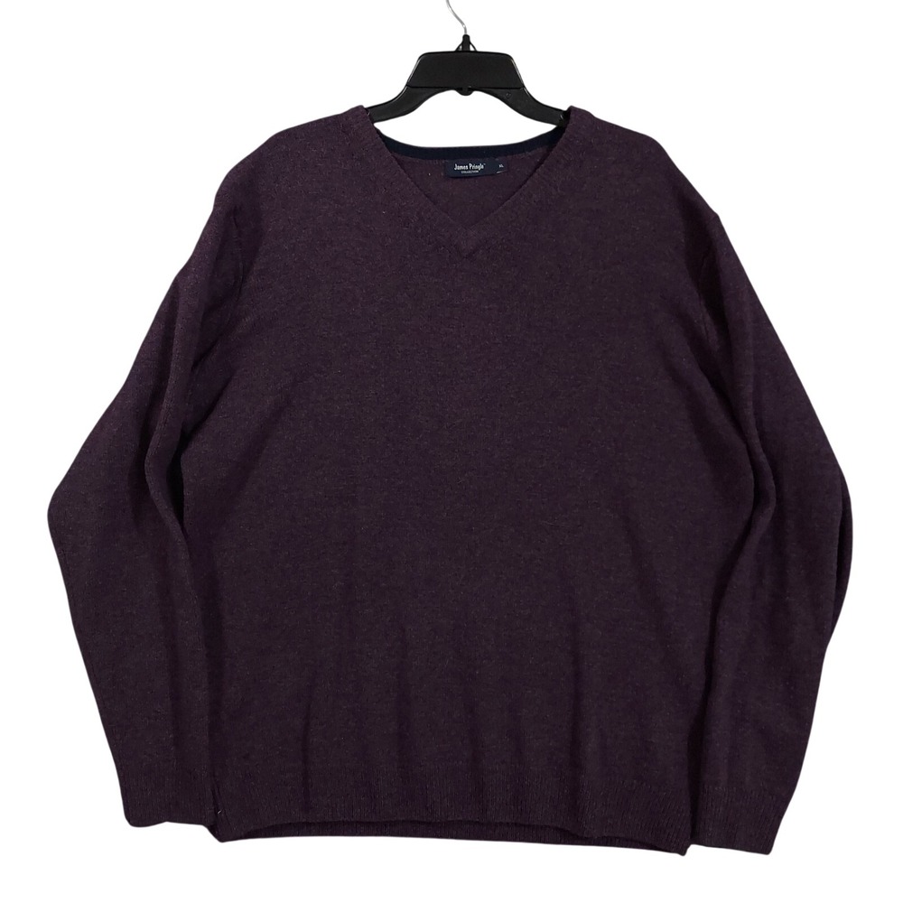 James Pringle Sweater Mens Large Purple‎ 100% Wool Pullover Jumper Edinburgh